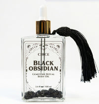 Protection Body Oil — Obsidian Crystal Ritual Oil -  Black Obsidian Gemstone Body Oil 3.4oz