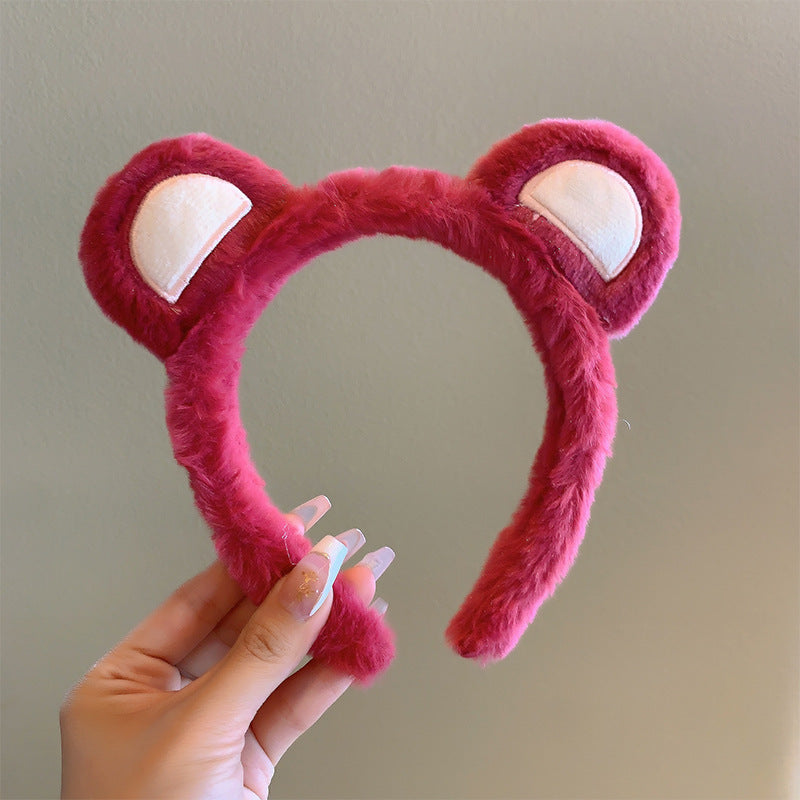 Bow cat ears plush headband face washing hair pressing non-slip headband sweet cute hair bundle children hairpin headdress
