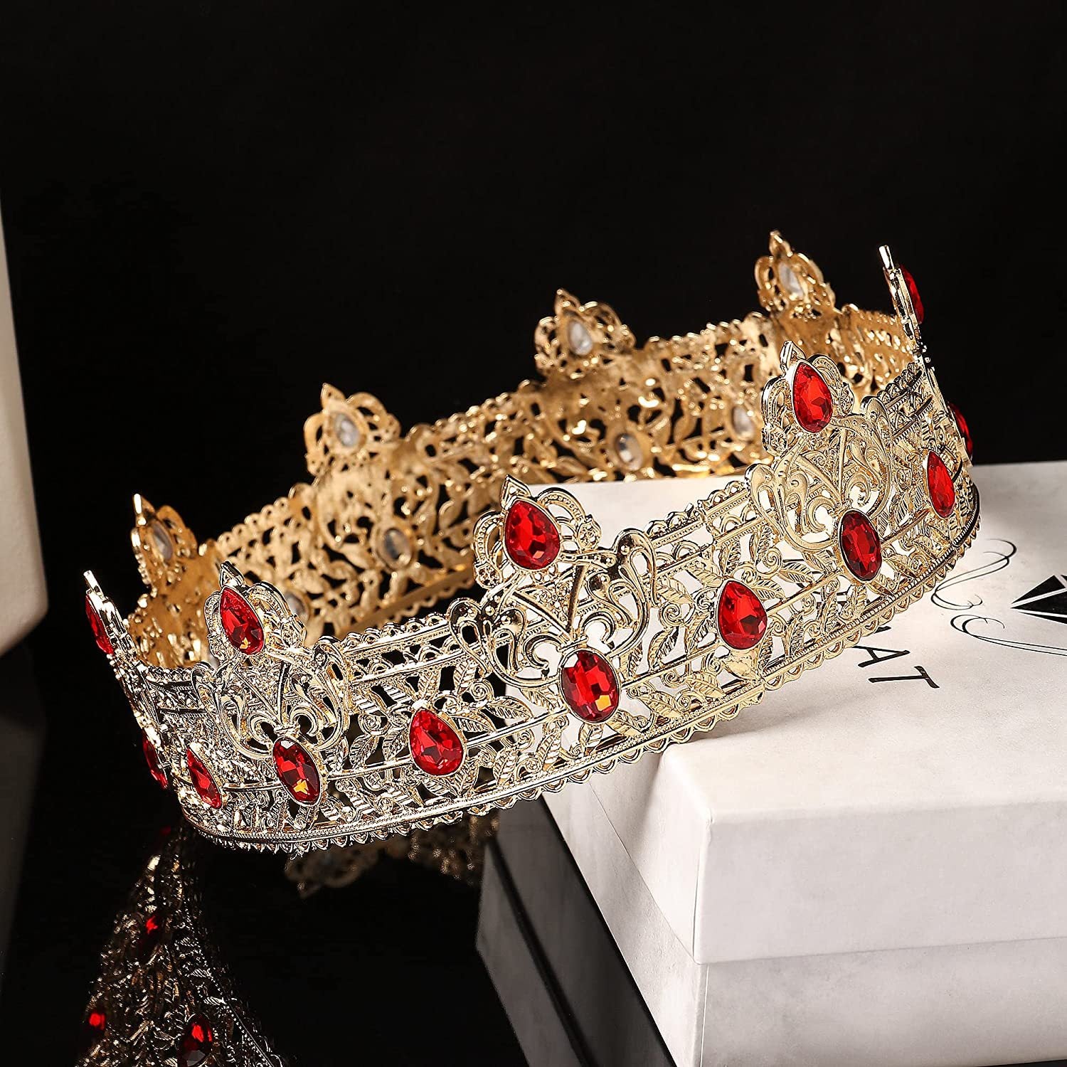 Men's golden king crown headdress adult birthday crown stage opera performance unisex round crown wholesale