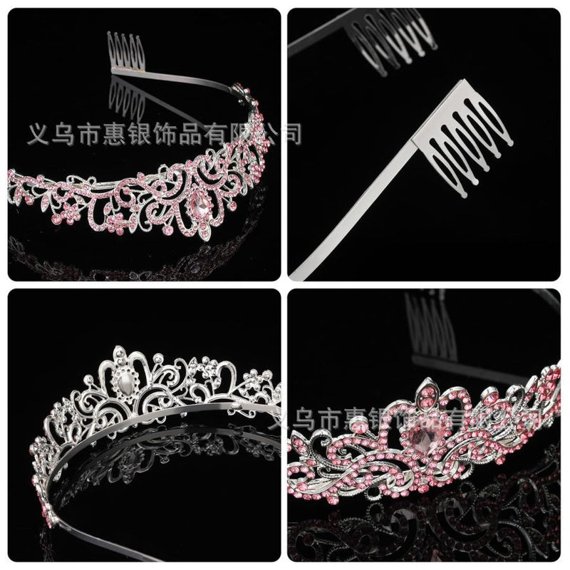 Hot sale crystal diamond bride wedding hair crown birthday headdress hair accessories ball crown car show performance headband
