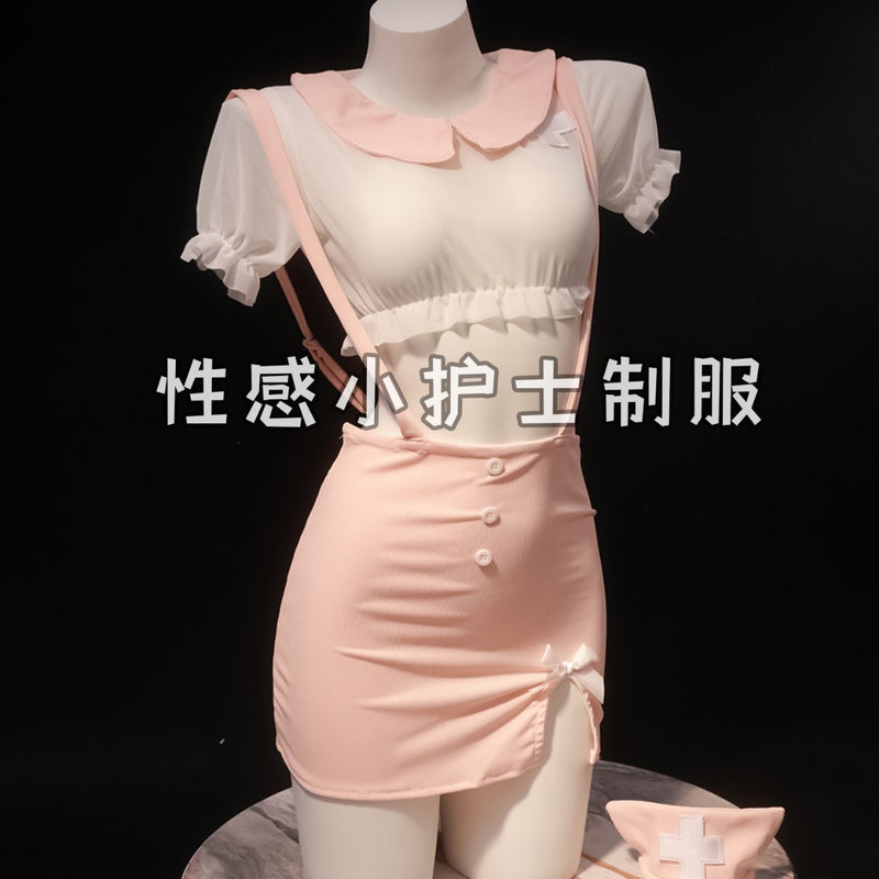Cosplay High-End Lingerie Nurse Uniform Short Skirt Flirting Plus-Size Nightclub Female Host Outfit Pure Desire Style Set