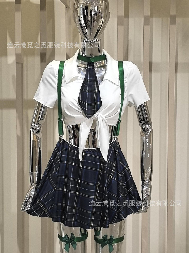 Cross-Border Supply Sexy Plaid Suit Jk Uniform Sexy Temptation Role-Playing Contrasting Color 5-Piece Set