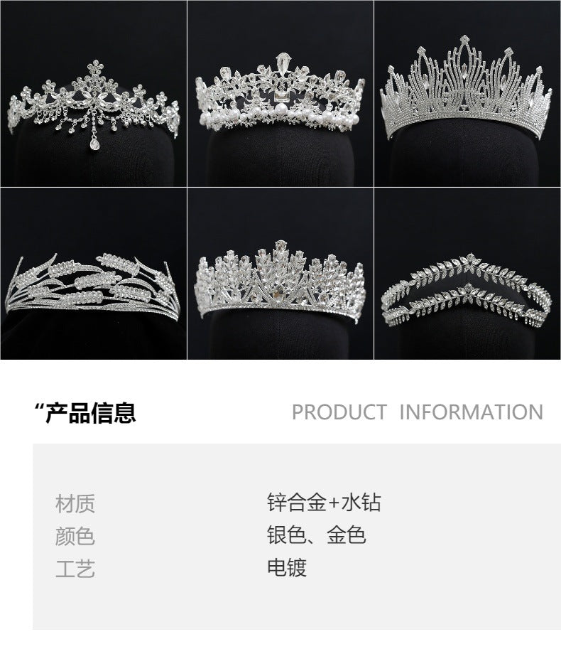 Crown Headwear Bride Fairy Hair Accessories Crown Women's Birthday Performance Headband Princess Wedding Dress Accessories Cross Border
