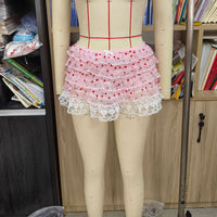 European and American Cross-border New Ballet Style Cake Skirt Short Skirt Fairy Mesh Puff Skirt Lace A- line Skirt Summer Pleated