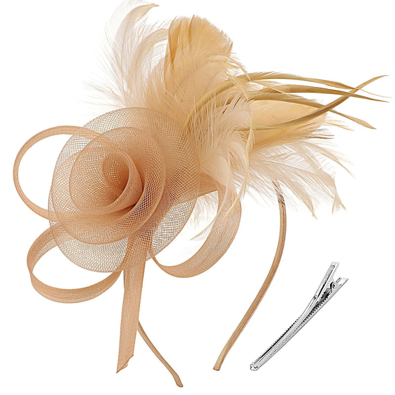 Cross-border Hot Hair Band Mesh Feather Headwear Retro Elegant All-match Headband Hair Accessories Party Performance Headflower
