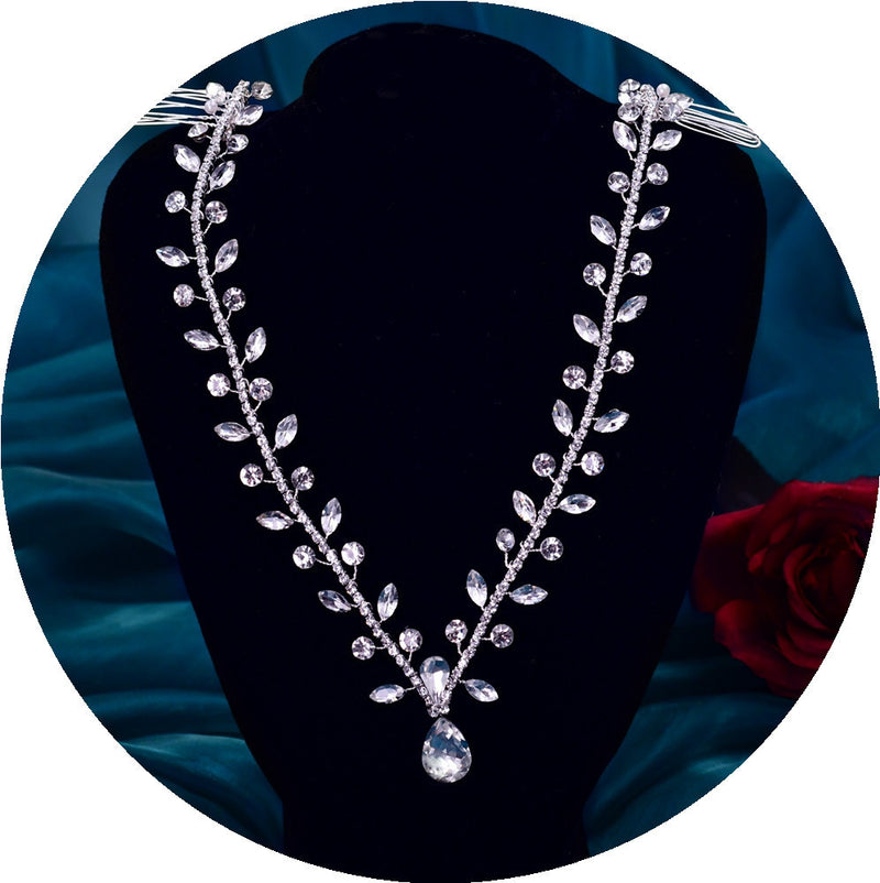 Youlapan Cross-Border European and American Simple Hairband with Rhinestones and Water Drop Design, Forehead Hair Chain, Symmetrical Hair Accessory Hp465