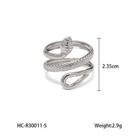 Ins style European and American cross-border 18K gold stainless steel snake ring female temperament all-match titanium steel ring non-fading jewelry