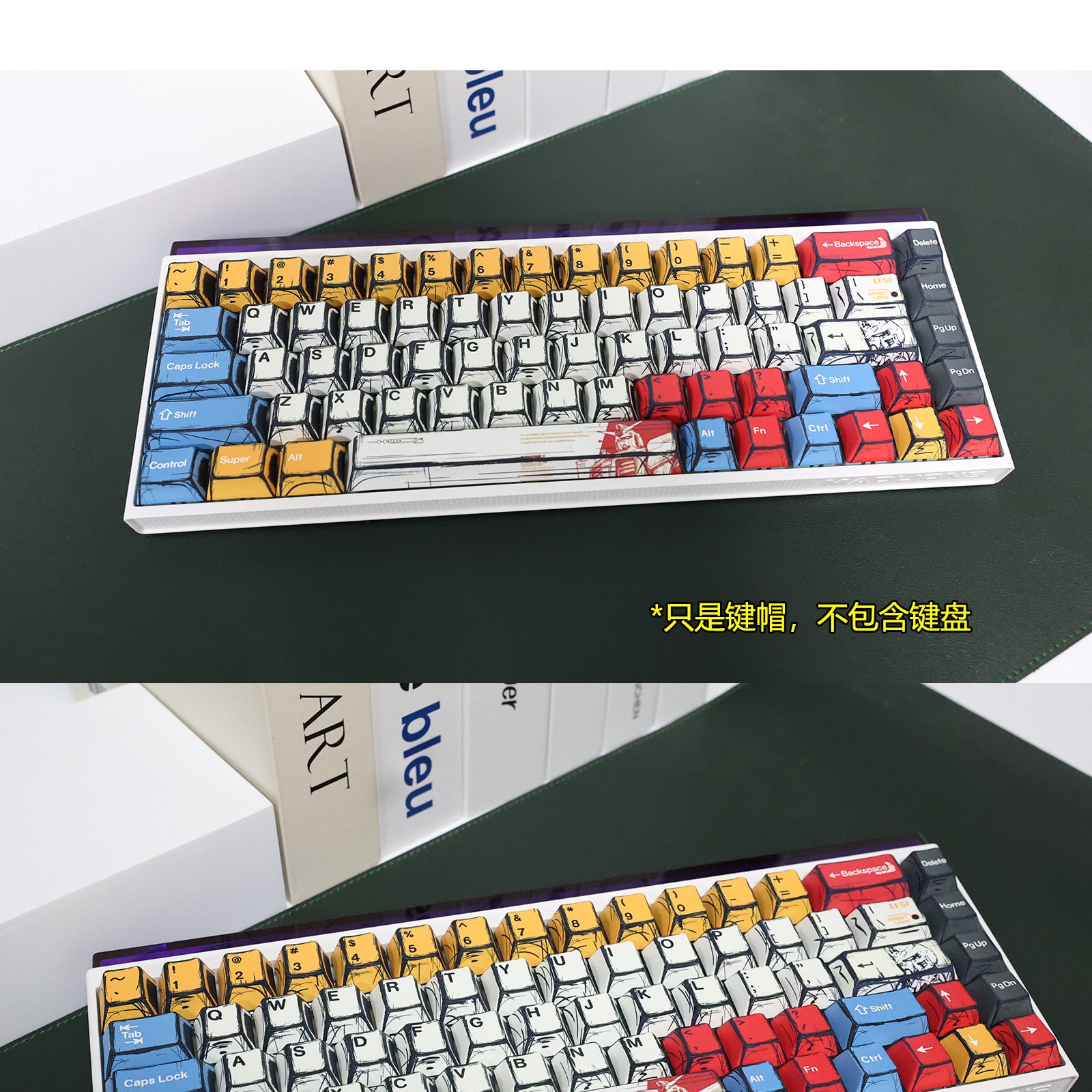 Gundam Comic Hundred Mixed Lamp Key Cap Original Height 136 Key Full Set Classic Simple Mechanical Keyboard Key Cap Key Meow