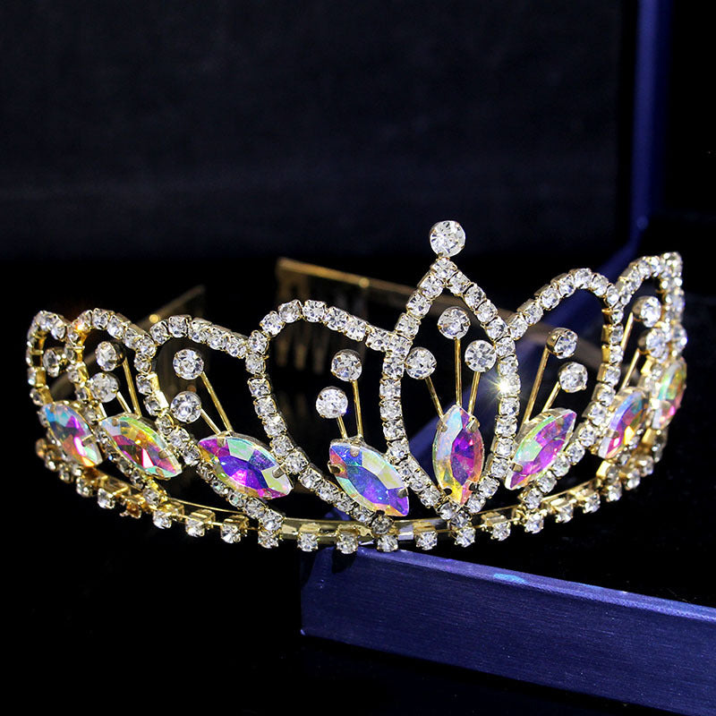 European and American rhinestone wedding bride crown fashion metal wedding beauty pageant hairband girl crown headdress manufacturers wholesale