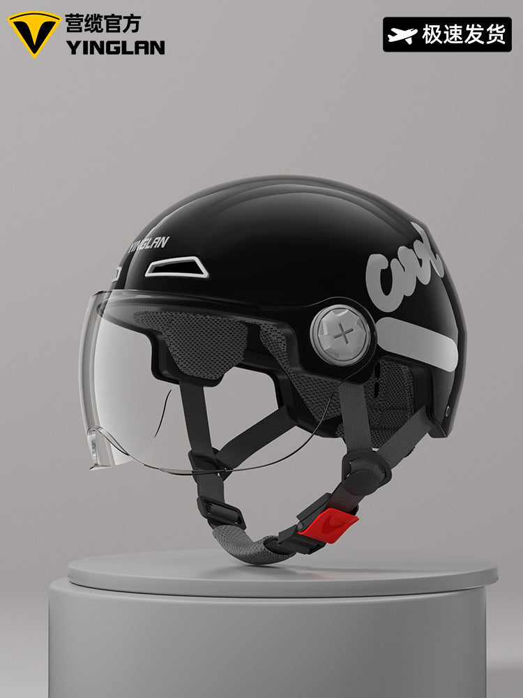 Camp cable helmet female electric car 3c new national standard four seasons universal battery car motorcycle male retro helmet half winter