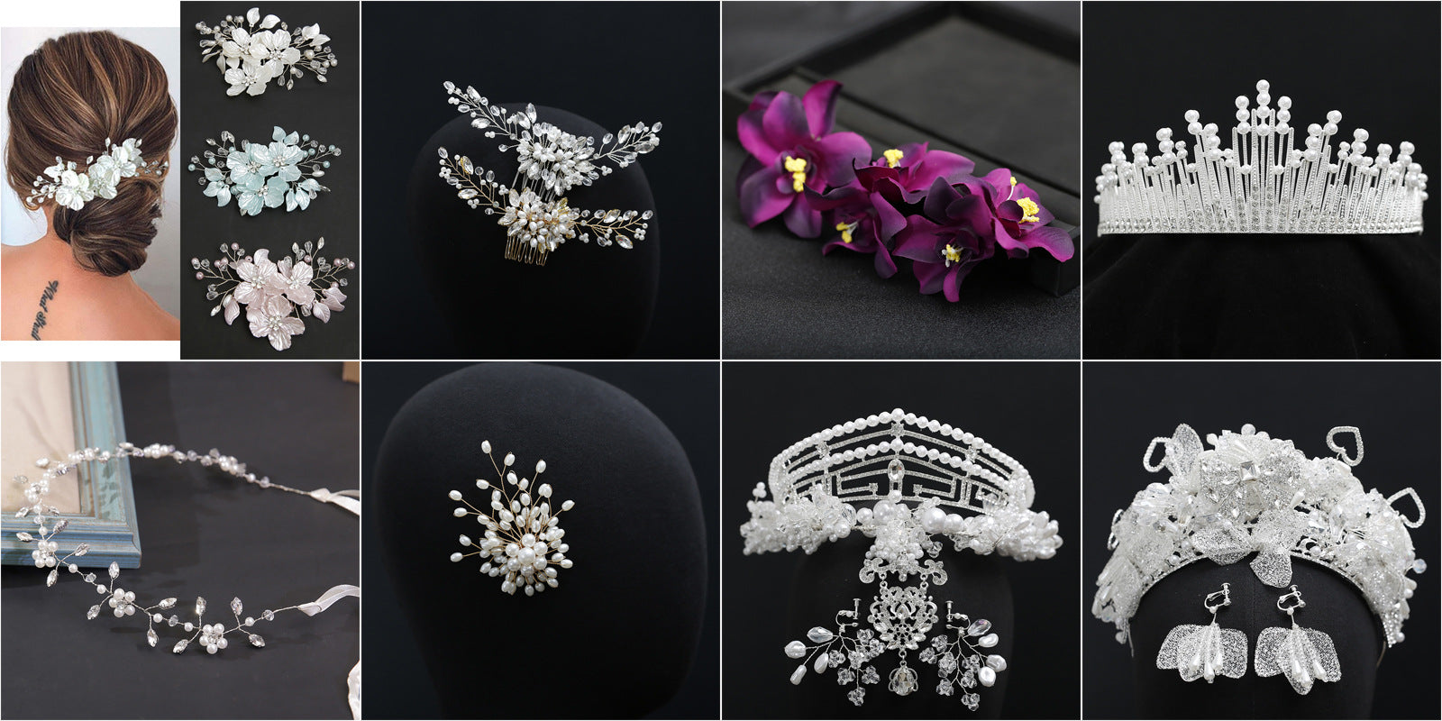 Crown Headwear Bride Fairy Hair Accessories Crown Women's Birthday Performance Headband Princess Wedding Dress Accessories Cross Border