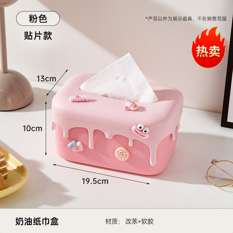 Creative Tissue Box Household Multifunctional Earphone Rack Large Capacity Built-in Spring Easter Island Moai Stone Tissue Box