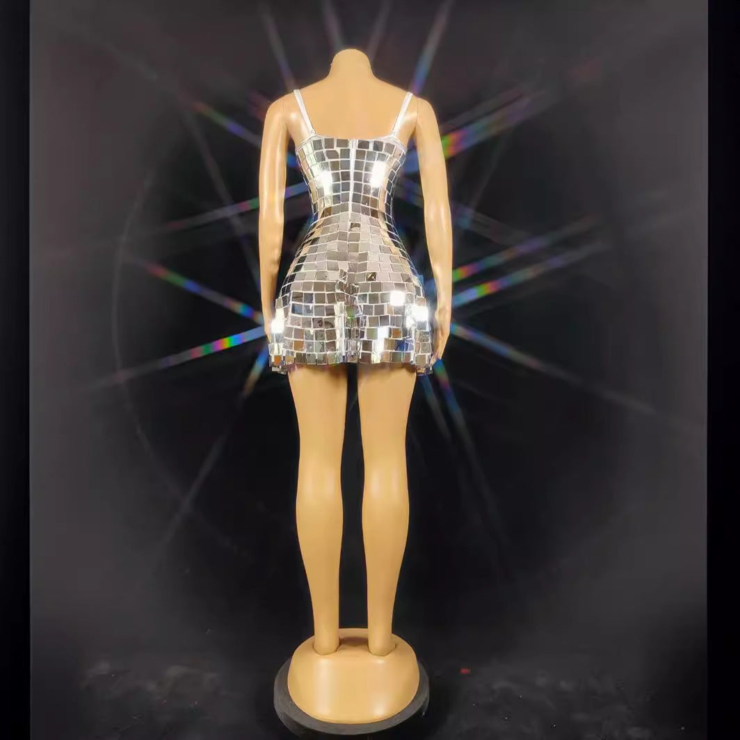 Birthday Costume Diamond Costume Sexy Suspender Elastic Large Sequin Skirt Ultra Short Dress Party Dress Night