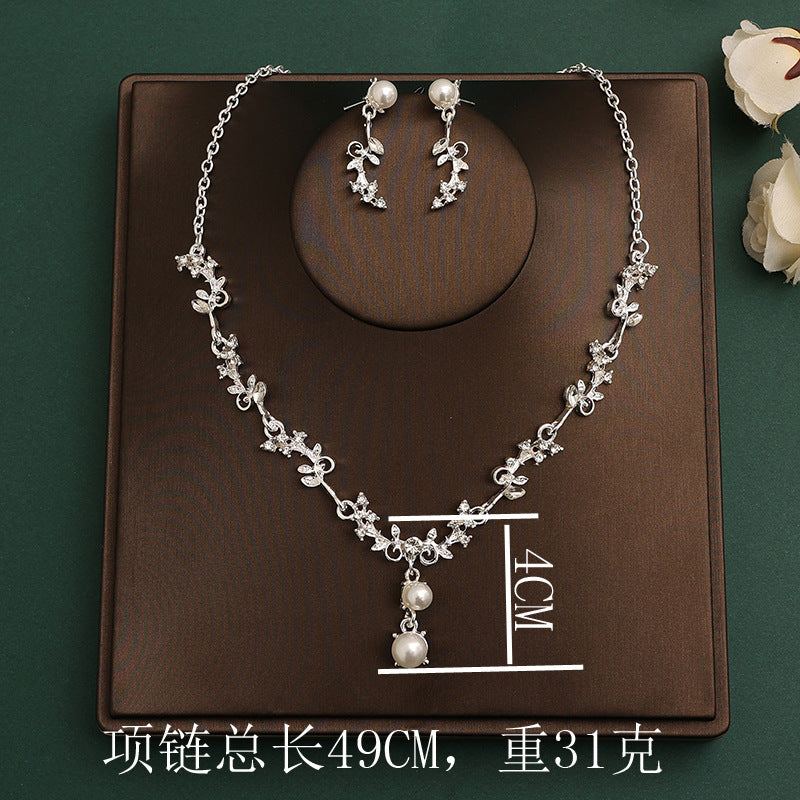 Bridal headdress suit hair accessories crown headband earrings wedding Korean wedding necklace jewelry wedding accessories wholesale