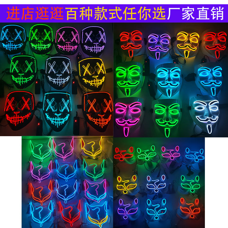 Step into the e-commerce Halloween black V word vendetta luminous mask handmade in stock wholesale ghost step dance cold light mask