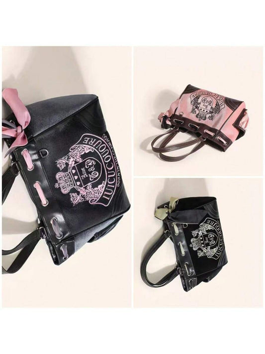 Cross-border Women's Bag Ins Internet Celebrity Vintage Fashionable Spice Girl Embroidered Contrast Color Portable Shoulder Tote Bag