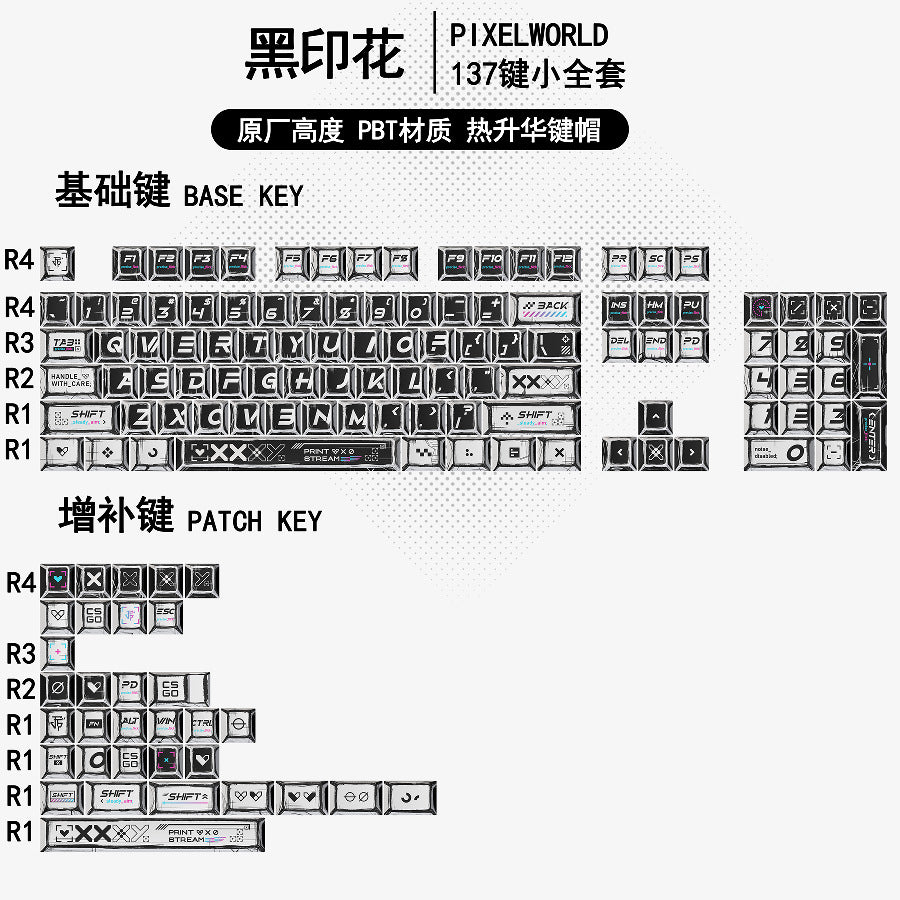 Gundam Comic Hundred Mixed Lamp Key Cap Original Height 136 Key Full Set Classic Simple Mechanical Keyboard Key Cap Key Meow