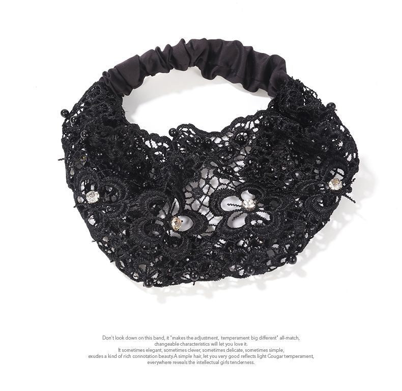 Cross-border Explosions Hollow Hair Band Nail Beads Shake Voice Internet Celebrity Wide-brim Pressing Hair Covering White Hair Headband Female Headwear Headband Hair Band