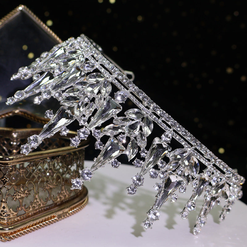 Bride Crown Princess Queen Accessories Wedding Dress Alloy Head Crown Headwear Premium Hair Accessories Wholesale Birthday Wedding Cross Border