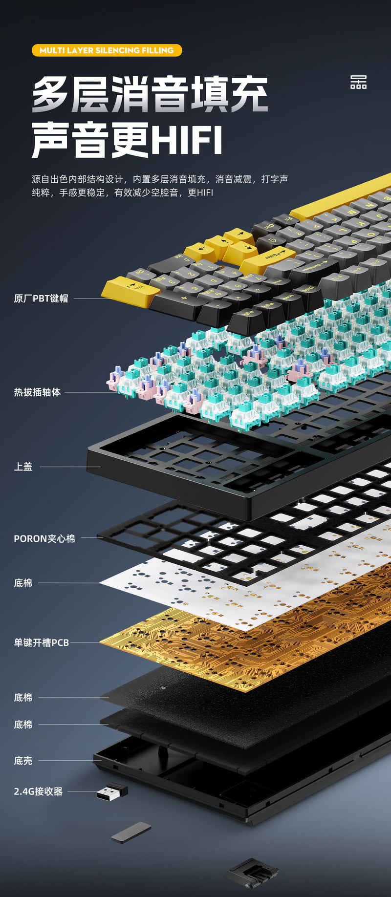 Cracked K98 Customized Mechanical Keyboard E-Sports Office Game Hot-Swappable Rgb Wireless Bluetooth Three-Mode Keyboard