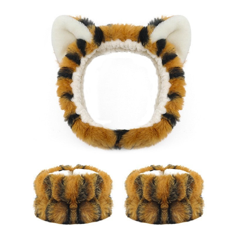 Amazon Plush Headband Wristband Set Face Washing Absorbent Headband Cartoon Cute Waterproof Hairband Wholesale