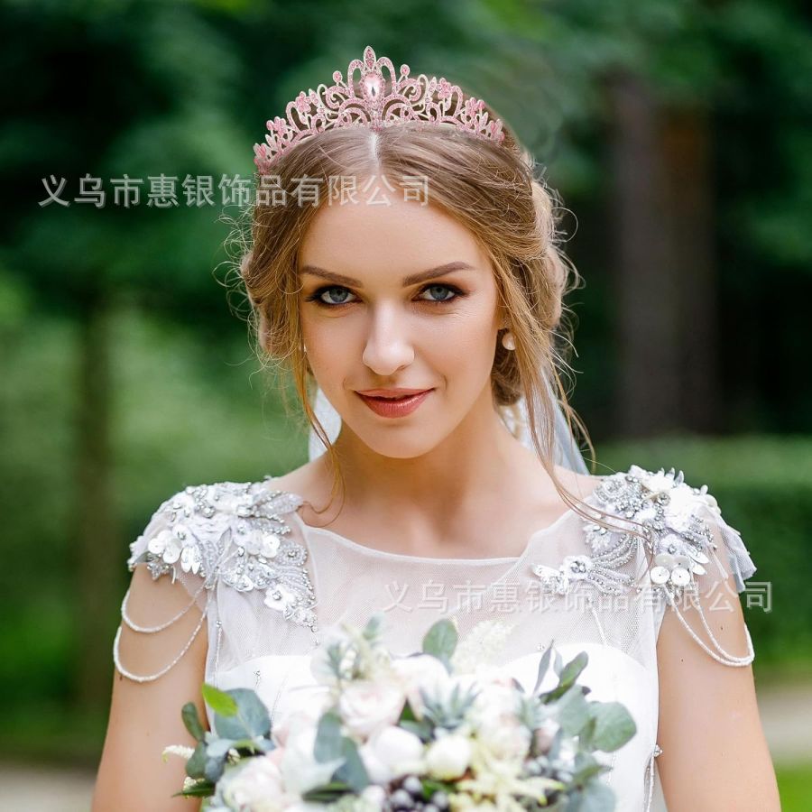 Hot sale crystal diamond bride wedding hair crown birthday headdress hair accessories ball crown car show performance headband