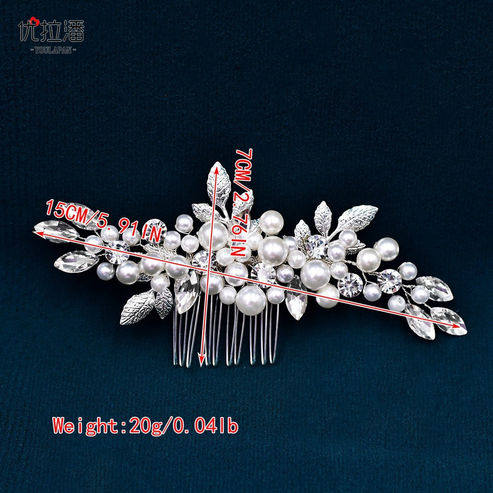 Youlapan Hp596 European and American Fashion Bridal Hair Comb Hand-Beaded Alloy Leaf Hair Accessories Hair Styling Accessories