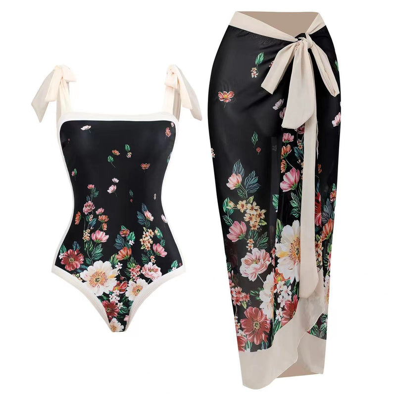 bikini Lace-Up Swimsuit Long Dress Chiffon bikini Southeast Asia Mesh Sexy One-Piece Swimsuit Women European and American