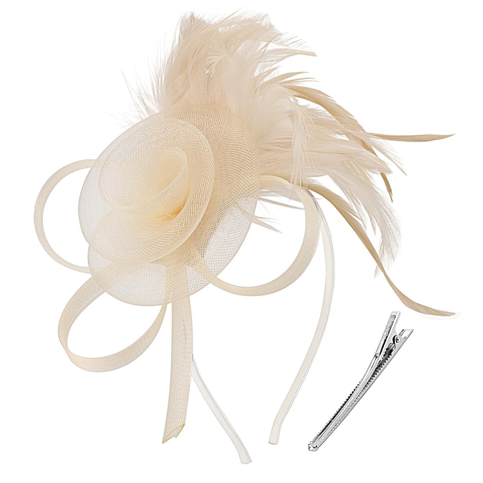 Cross-border Hot Hair Band Mesh Feather Headwear Retro Elegant All-match Headband Hair Accessories Party Performance Headflower