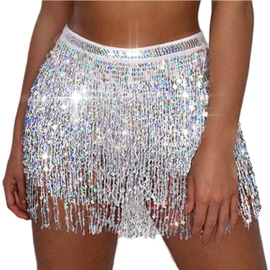 Halloween costume belly dance waist chain new four-layer sequins tassel belt waist towel hip towel skirt skirt skirt wholesale