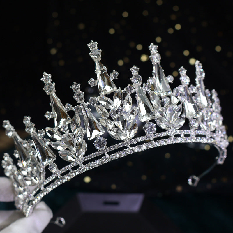 Bride Crown Princess Queen Accessories Wedding Dress Alloy Head Crown Headwear Premium Hair Accessories Wholesale Birthday Wedding Cross Border