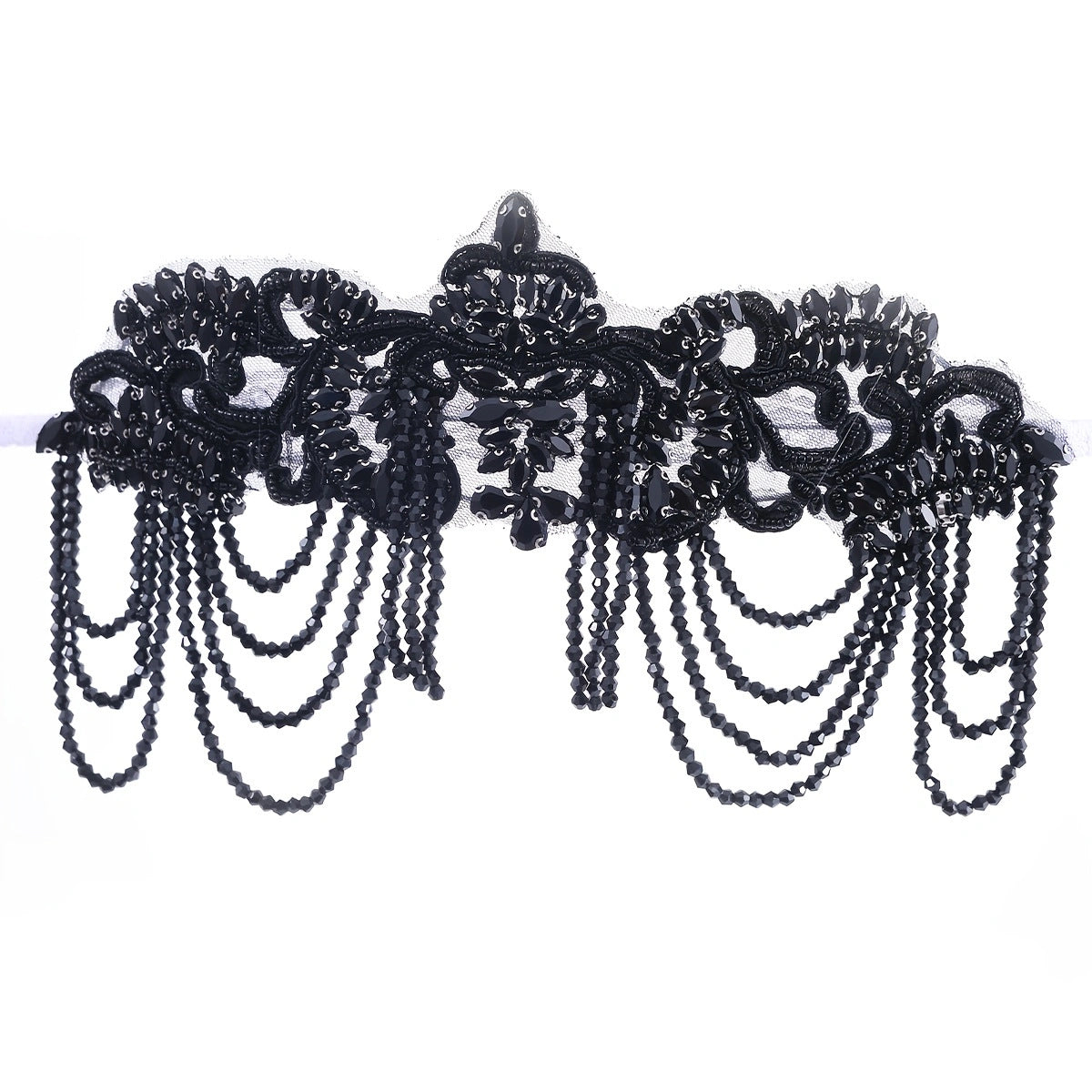 Original Design Light Luxury Full Diamond Tassel Crown Crystal Headband Heavy Industry Women's Ball Hair Accessories Wide Side Headband