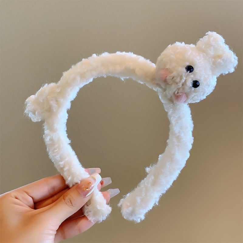 Bow cat ears plush headband face washing hair pressing non-slip headband sweet cute hair bundle children hairpin headdress