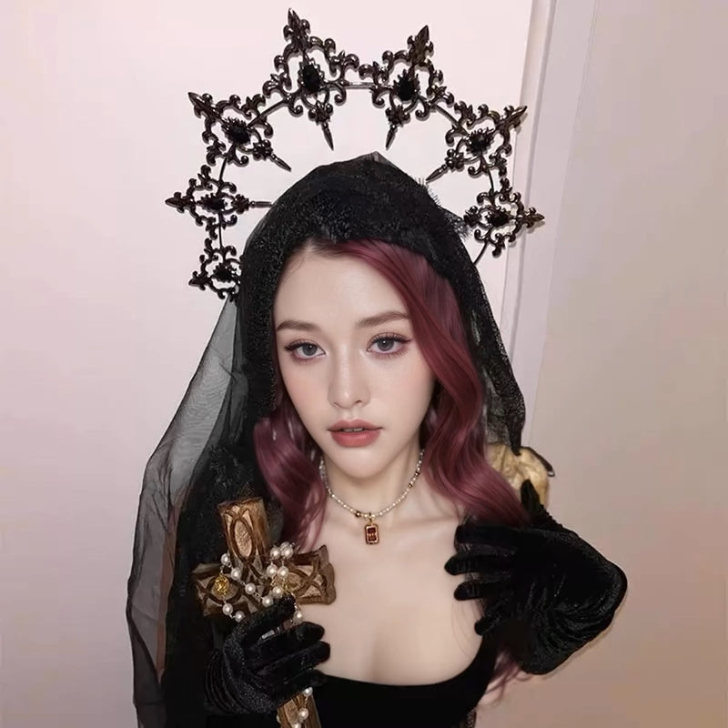 LOLITA Lolita Our Lady Halo Crown Dark Gothic Hair Accessories Dress Up Exaggerated Catwalk Performance Headwear