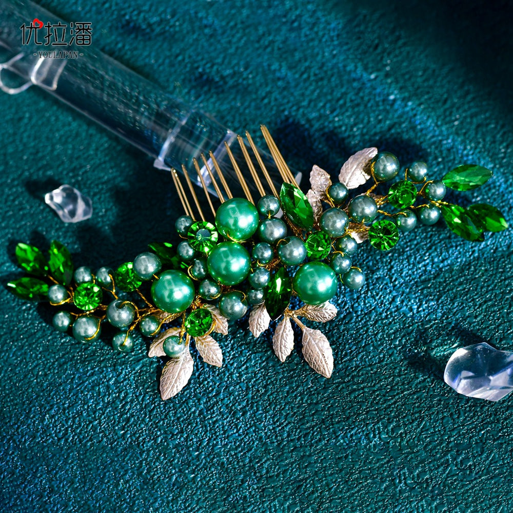 Youlapan Hp596 European and American Fashion Bridal Hair Comb Hand-Beaded Alloy Leaf Hair Accessories Hair Styling Accessories