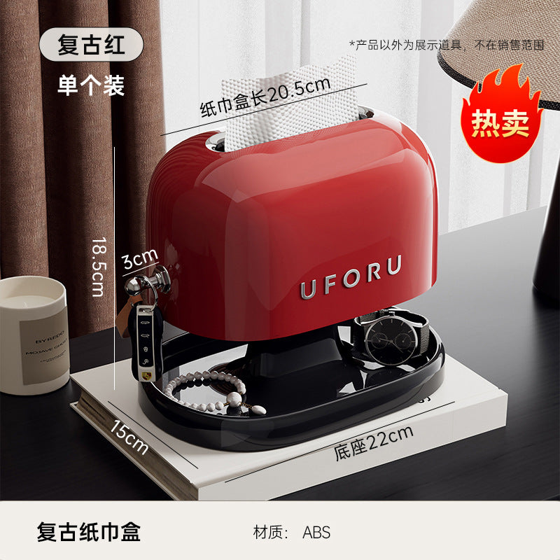 Creative Tissue Box Household Multifunctional Earphone Rack Large Capacity Built-in Spring Easter Island Moai Stone Tissue Box