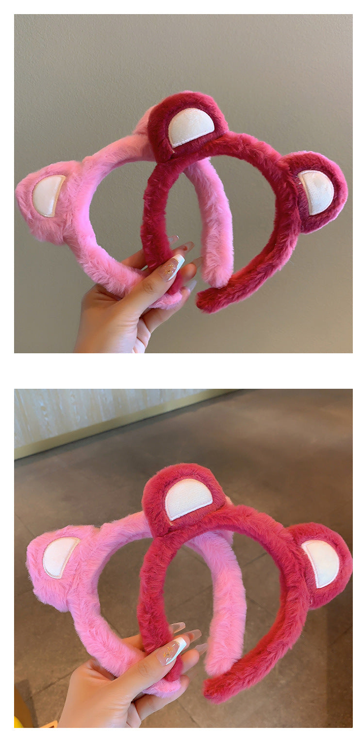 Bow cat ears plush headband face washing hair pressing non-slip headband sweet cute hair bundle children hairpin headdress