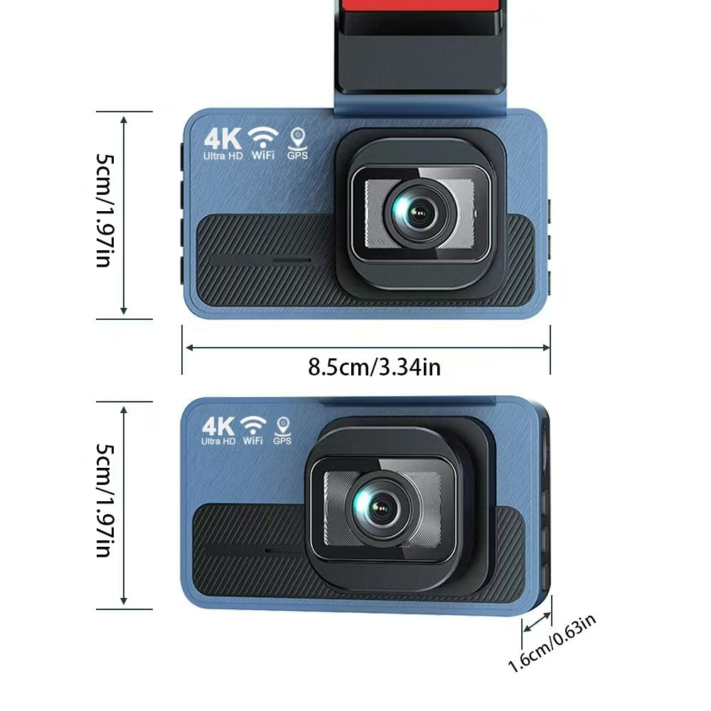 Cross-Border 2025 Driving Recorder with Front 4K and Rear 1080P Wifi Dual Recording, Night Vision, Adas, Gps, Dual Cameras