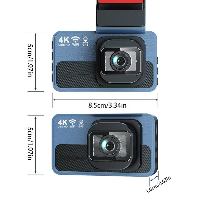 Cross-Border 2025 Driving Recorder with Front 4K and Rear 1080P Wifi Dual Recording, Night Vision, Adas, Gps, Dual Cameras