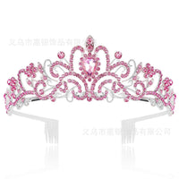 Hot sale crystal diamond bride wedding hair crown birthday headdress hair accessories ball crown car show performance headband