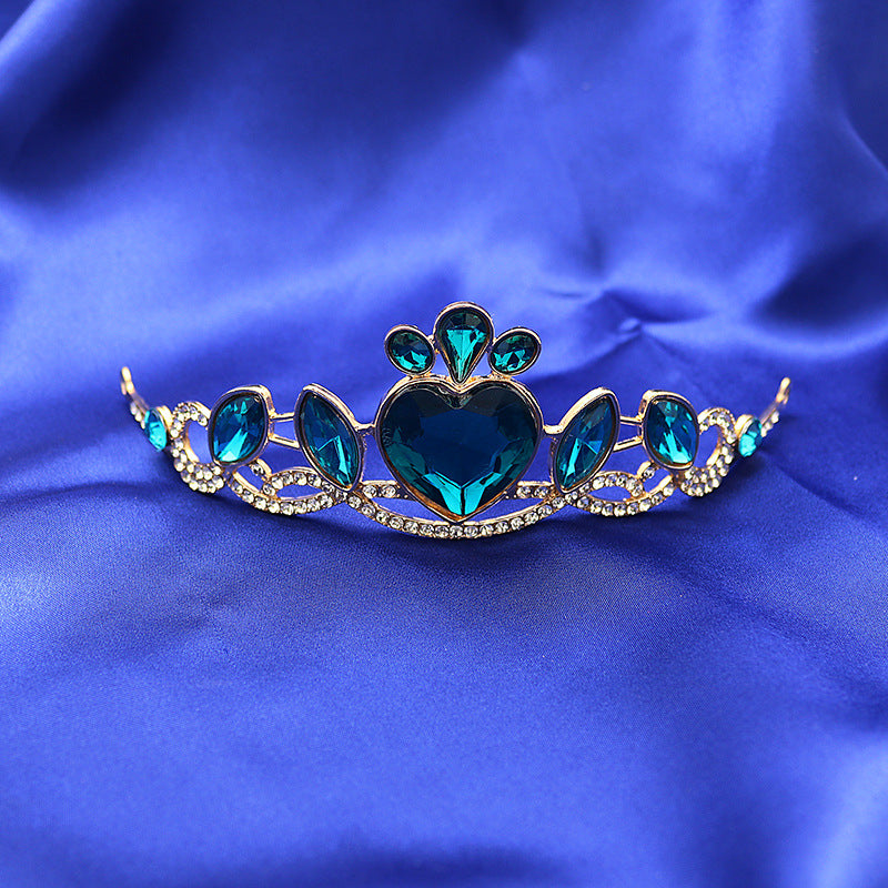 Korean Children's Crown Headwear Cute Princess Girls Children's Hair Band Crystal Elsa Children's Birthday Crown Fairy