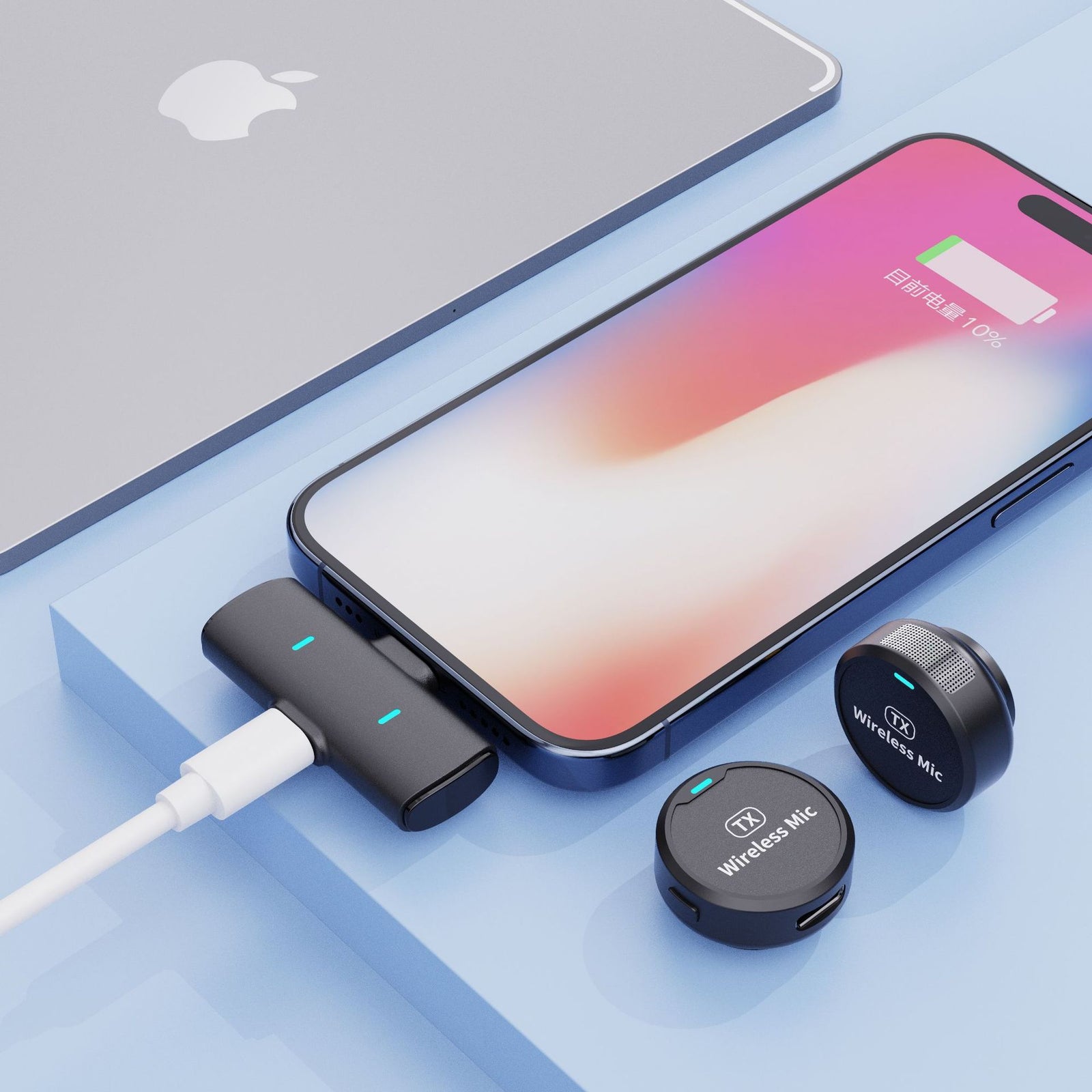 The new adsorption type one drag two wireless collar clip microphone round live mobile phone photography magnetic collar clip radio microphone