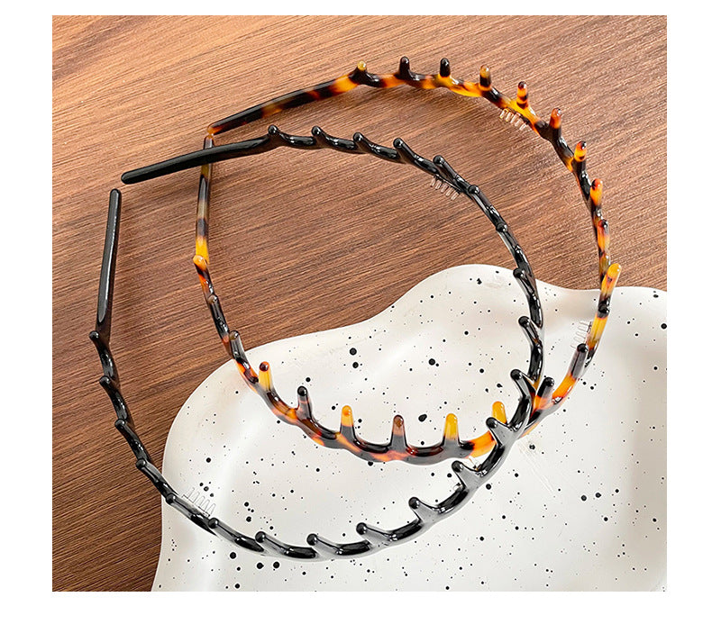 High Cranial Top Non-slip Toothed Headband Women's 2024 New Out-of-the-way Press Hair Clamp Wide-brimmed Hair Finishing Wash Face Headband