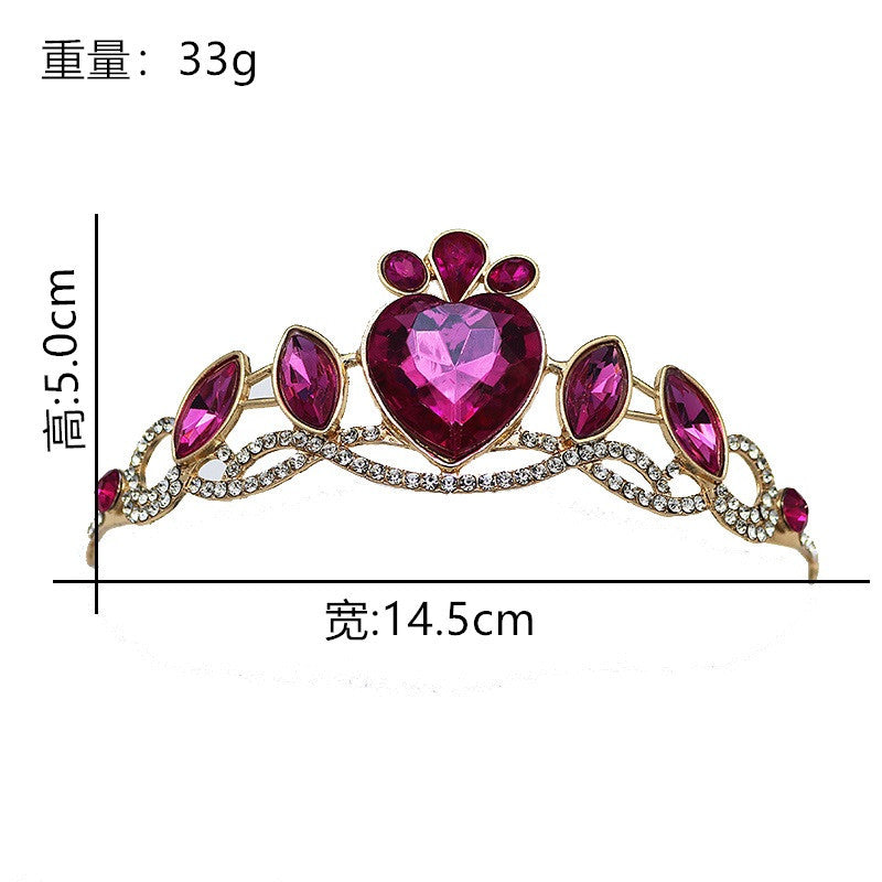 Korean Children's Crown Headwear Cute Princess Girls Children's Hair Band Crystal Elsa Children's Birthday Crown Fairy
