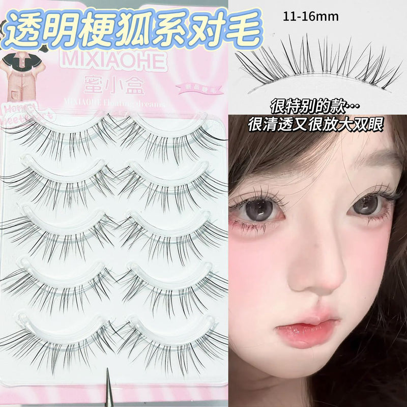 Honey Small Box Transparent Feeling Oblique Flying Eyelash Fox Series Natural Simulation Cool and Cold Innocent Pure Desire Mother's Lightweight False Eyelash