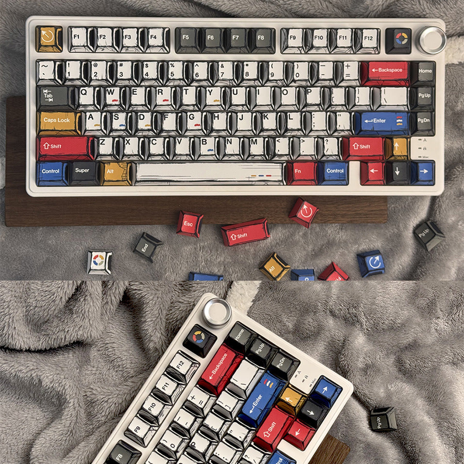 Gundam Comic Hundred Mixed Lamp Key Cap Original Height 136 Key Full Set Classic Simple Mechanical Keyboard Key Cap Key Meow