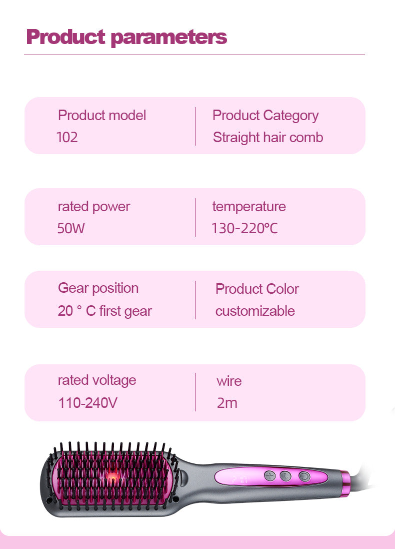 2025 New Infrared Hair Straightening Comb Hair Straightener Fluffy Comb Curling Iron Hair Straightening Comb Salon Accept Custom