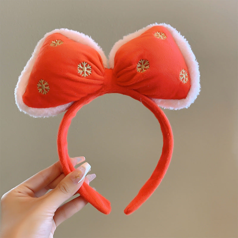 Bow cat ears plush headband face washing hair pressing non-slip headband sweet cute hair bundle children hairpin headdress