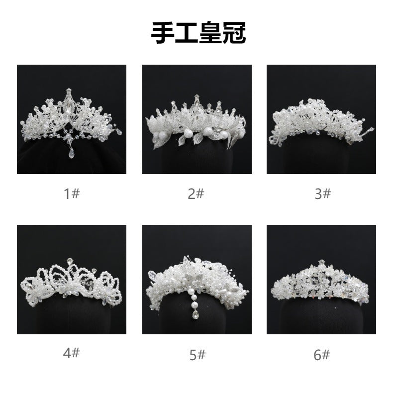 Crown Headwear Bride Fairy Hair Accessories Crown Women's Birthday Performance Headband Princess Wedding Dress Accessories Cross Border