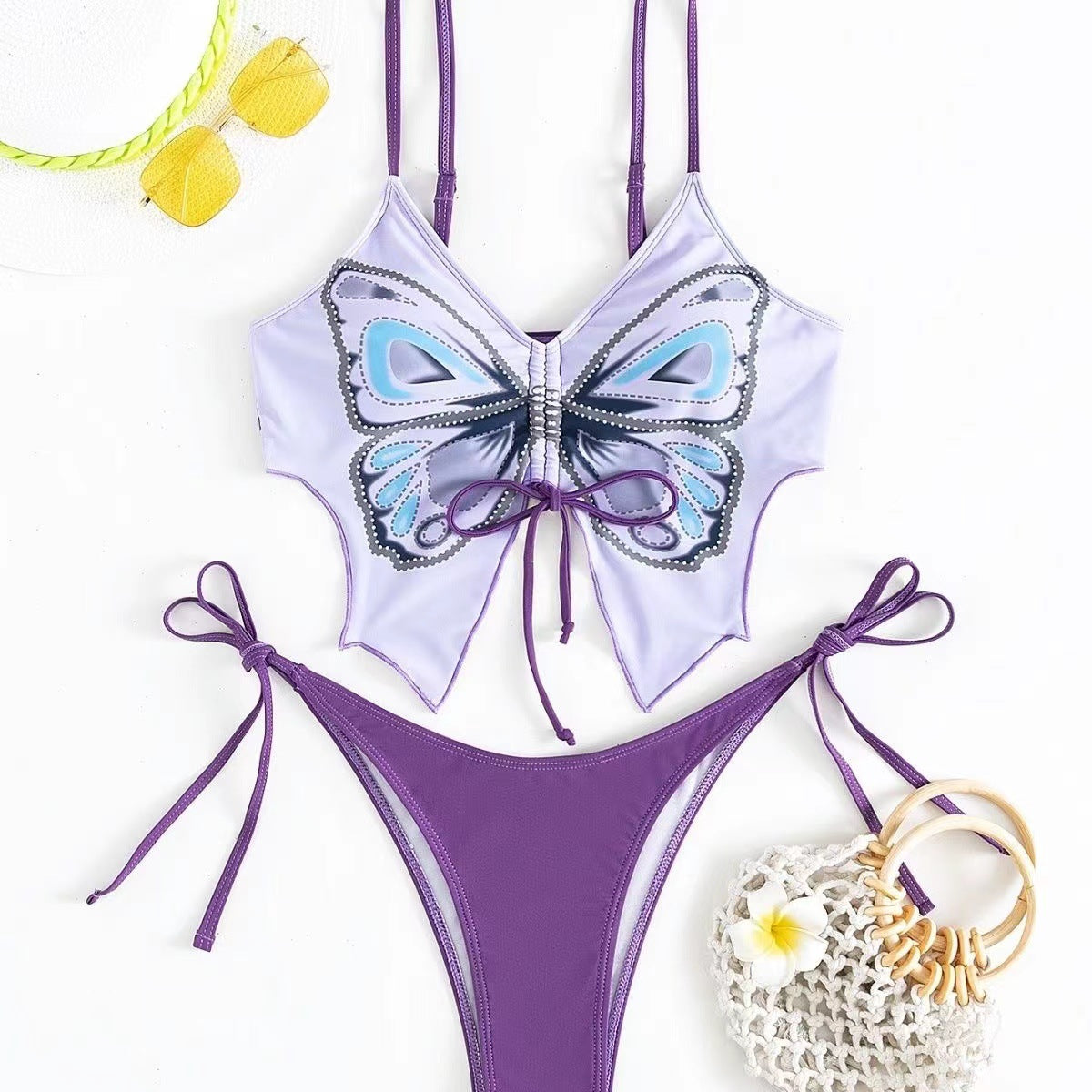 2025 new European and American bow ins style split bikini bikini sexy swimsuit cross-border foreign trade wholesale